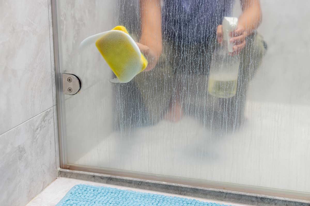 pulizia vetri della doccia
