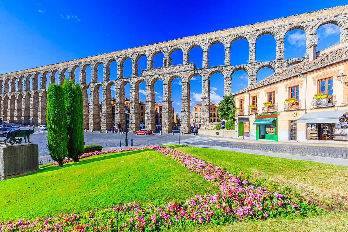 L'acquedotto romano, Segovia, Spagna.