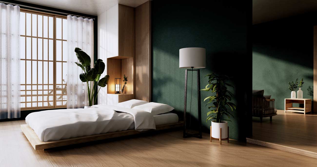 camera da letto con pareti verdi