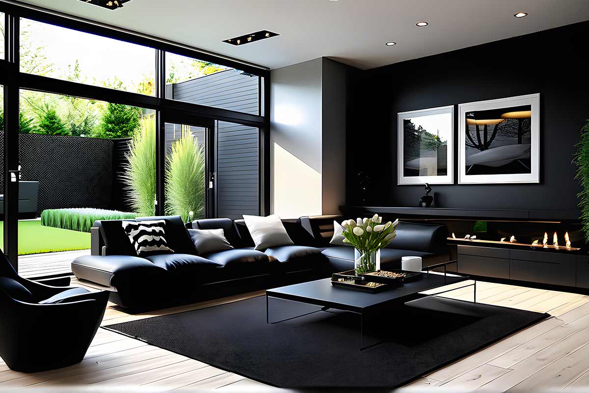 soggiorno moderno bianco e nero