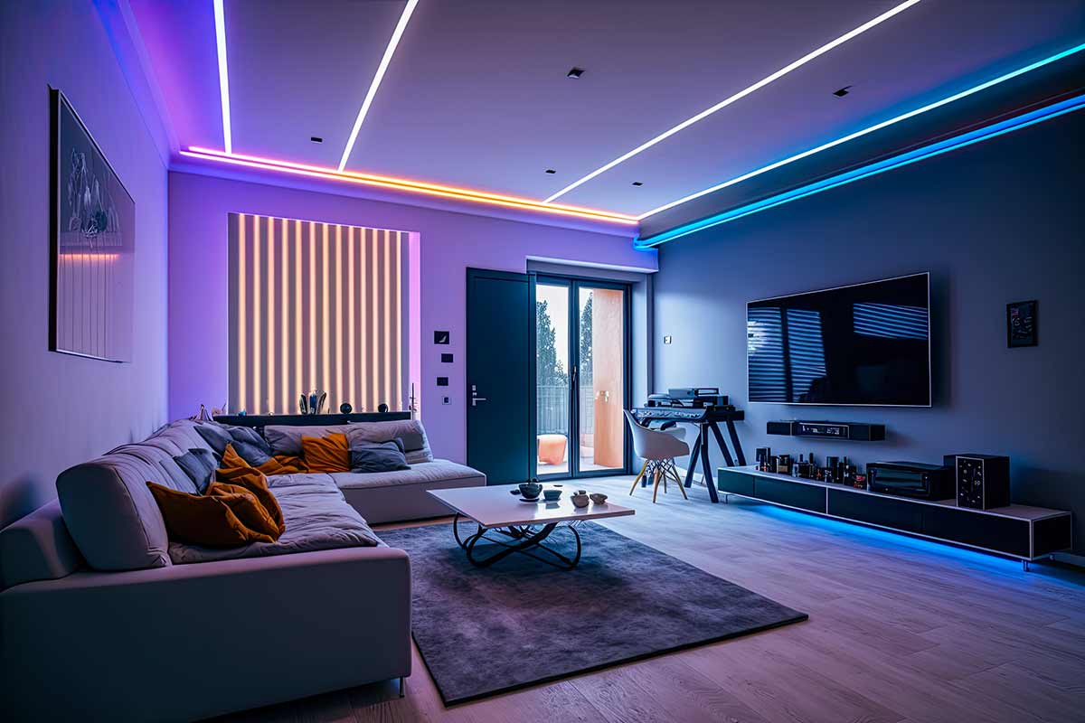 illuminazione soggiorno moderno