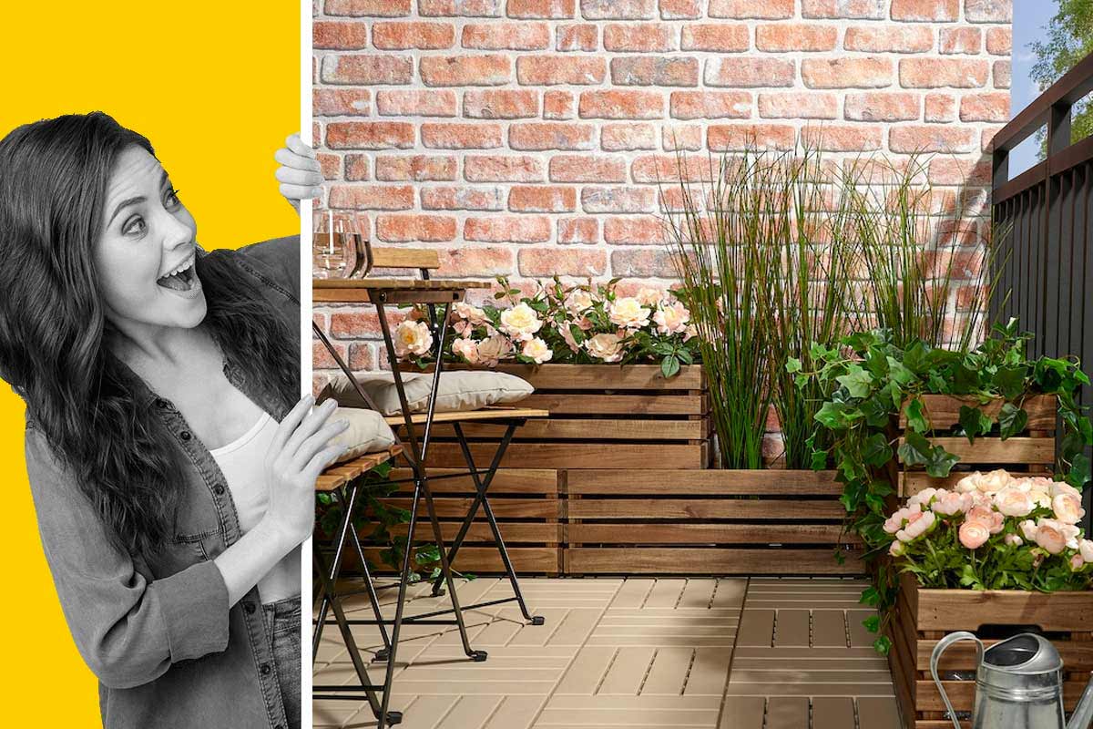 piccolo giardino sul balcone con i vasi Ikea