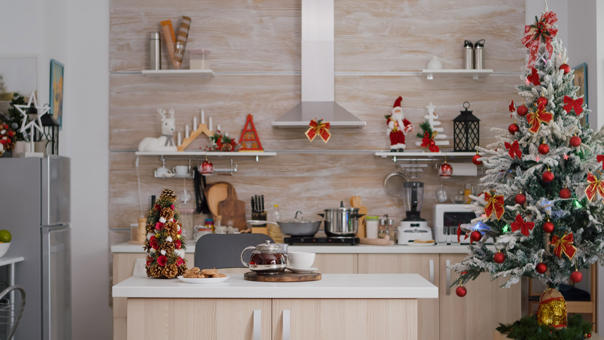 cucina decorata per il Natale